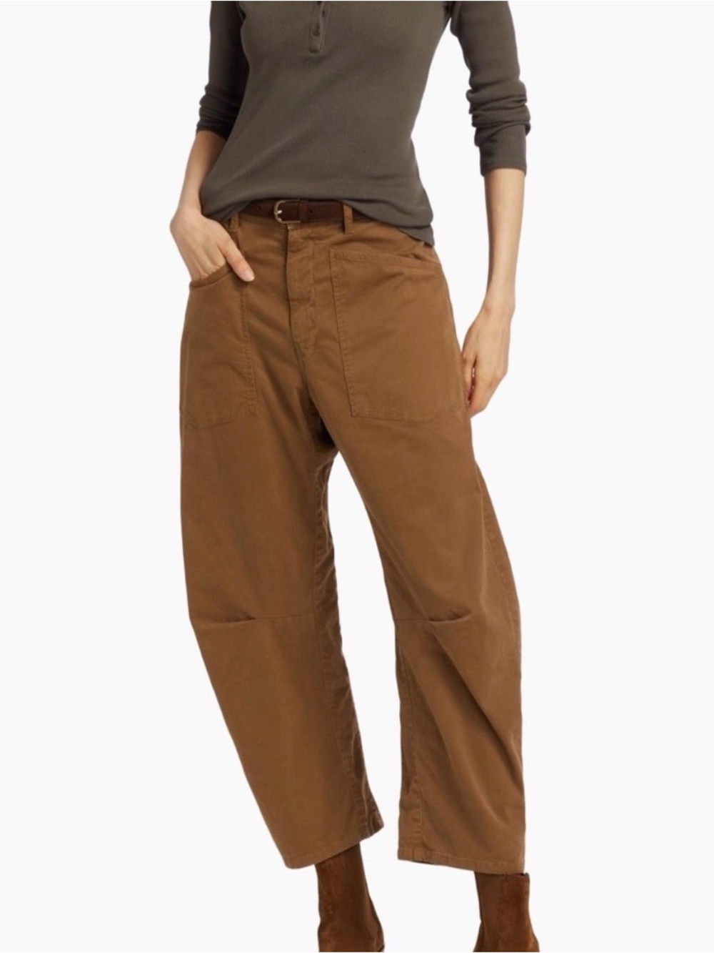 NILI LOTAN Shon Cotton Pant Mid-Rise Barrel Leg Pant size 10 - Picture 2 of 9